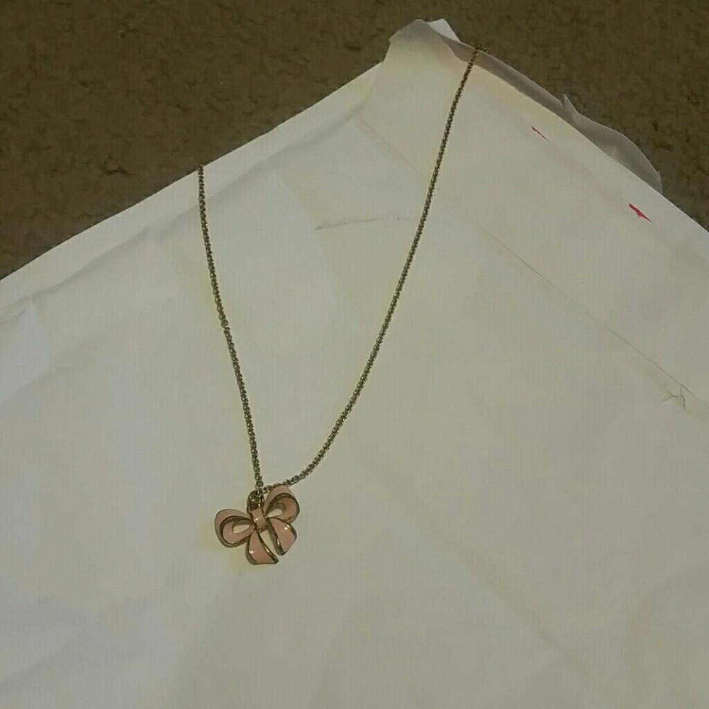 Claire's Pink Bow Ribbon Necklace